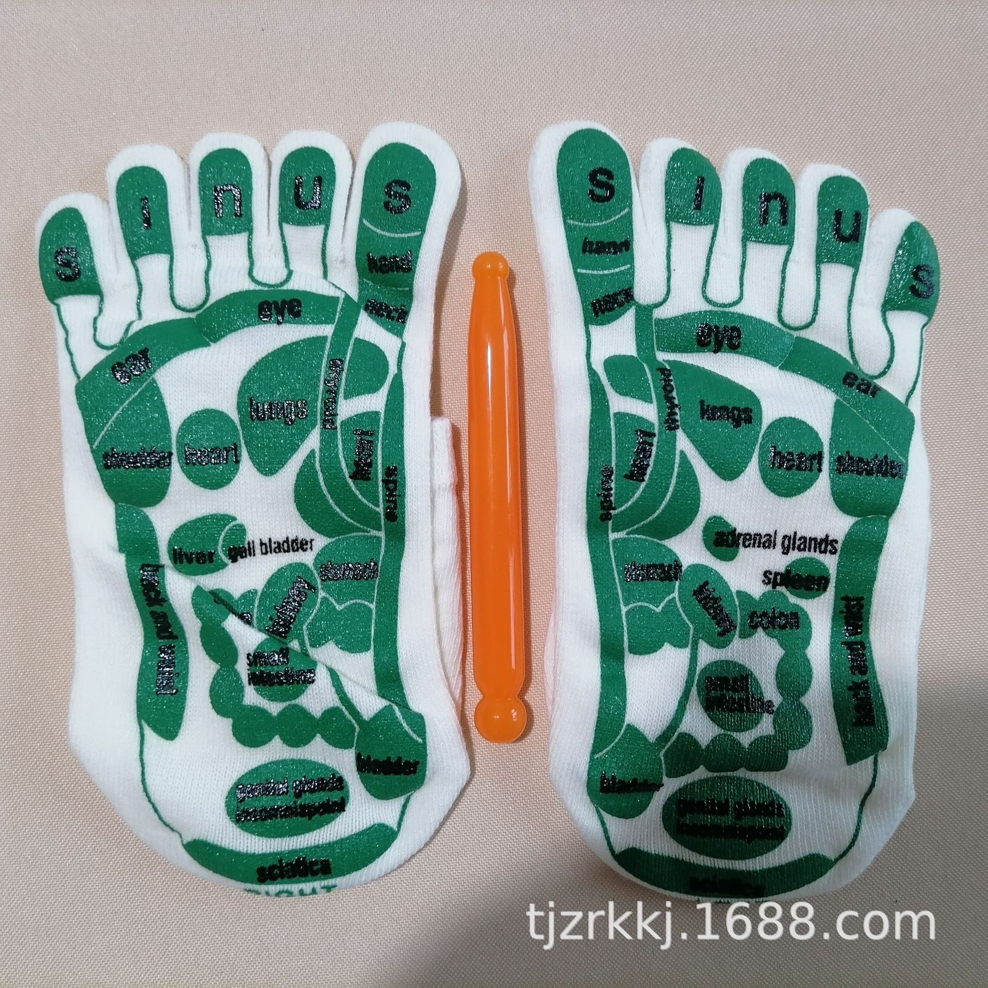 Fabricante inglés de cinco dedos calcetines de cinco dedos punto de acupuntura calcetines de masaje Diagrama de punto de acupuntura calcetines algodón blanco negro Comercio exterior transfronterizo comercio electrónico