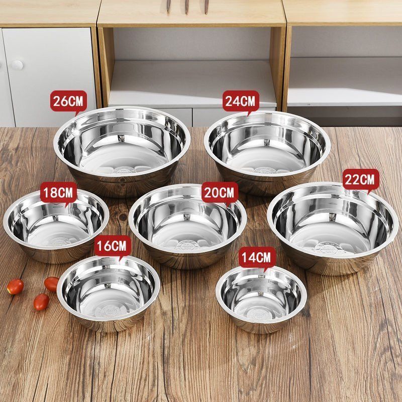 304 Stainless Steel Basin Thickeneded Non-Magnetic Multi-Purpose Basin Canteen Soup Bowl Household Instant Noodle Bowl Rice Basin Bowl Soup Basin Egg Beating Basin
