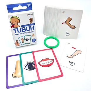 Indonesian English bilingual card body parts cognitive card color visual flash card teaching aids Flas h Card