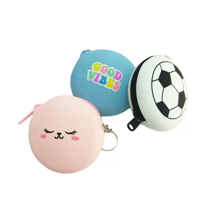 厂家直销便携圆形硅胶包数据线蓝牙耳机收纳包多功能硅胶零钱包