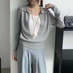 韩系穿搭设计感撞色假两件针织衫女2025秋冬新款内搭打底长袖上衣
