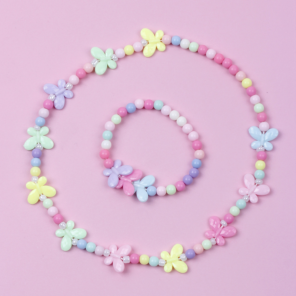 Korean Style Butterfly Plastic Beaded Bracelets Necklace