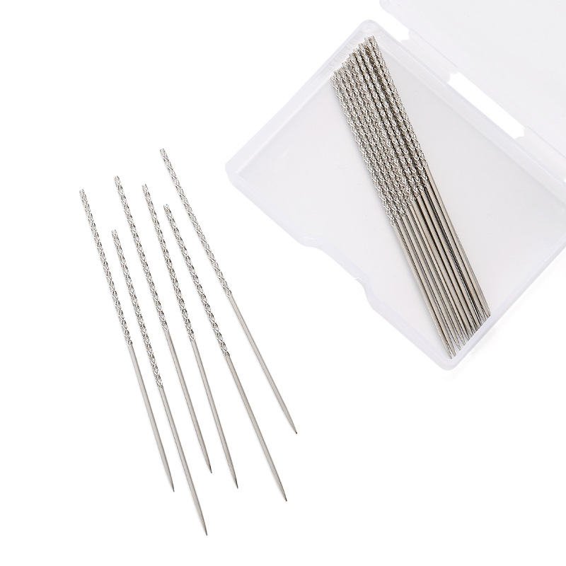 跨境盒装无孔滚花针修复用缝纫针面料修复螺纹头滚边针挑裤脚针