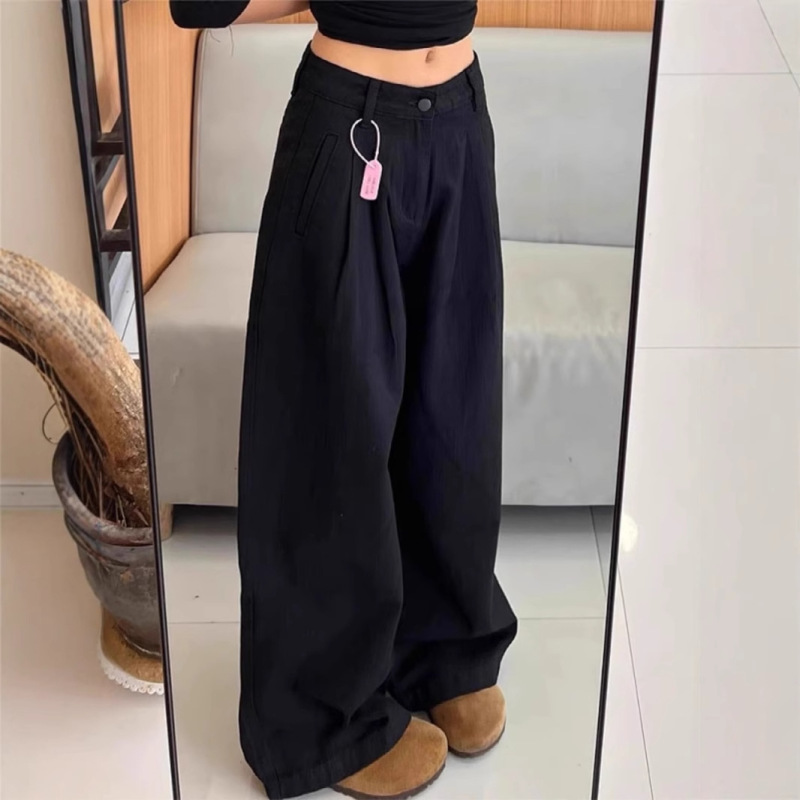 plus size American Style Black Jeans Women's 2025 Spring and Summer New Pear-shaped Body Loose Wide-leg Long Pants plus size American Style Black Jeans Women's 2025 Spring and Summer New Pear-shaped Body Loose Wide-leg Long Pants
