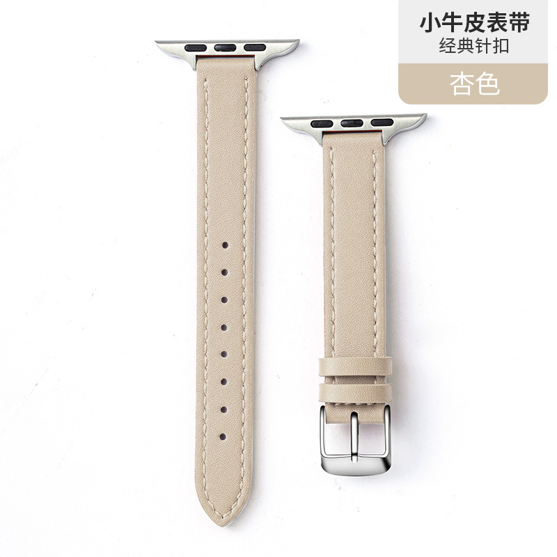 Adecuado para iwatch4/5/6/7/8/se Apple delgada capa superior de cuero hebilla Correa 14mm Apple correa de cuero