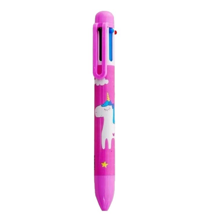 Venta al por mayor de dibujos animados de seis colores bolígrafo para estudiantes de escuela primaria lindo multi-color push pen niños color pluma regalo de recompensa