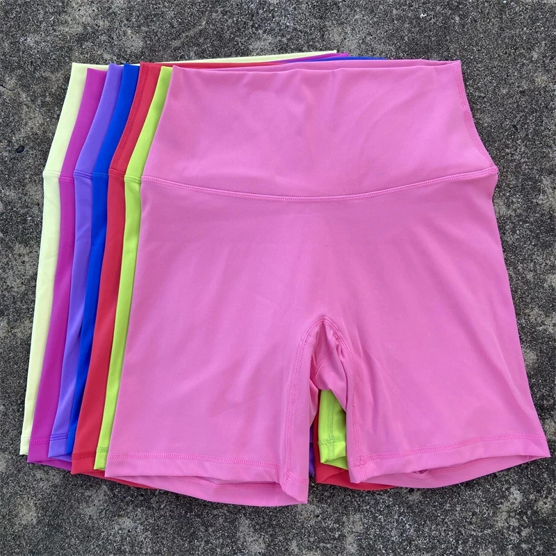 Best-selling women's high-waisted double-sided brushed yoga sports shorts with a naked feel, high elasticity, anti-exposure, and breathable design Best-selling women's high-waisted double-sided brushed yoga sports shorts with a naked feel, high elasticity, anti-exposure, and breathable design