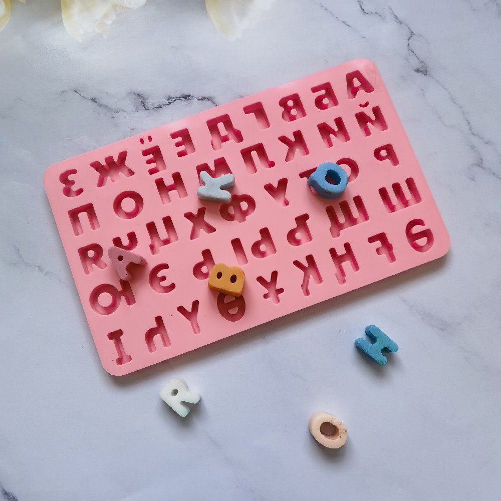 Alfabeto ruso 108 molde de silicona pastel helado pudín molde de postre jabón utensilios