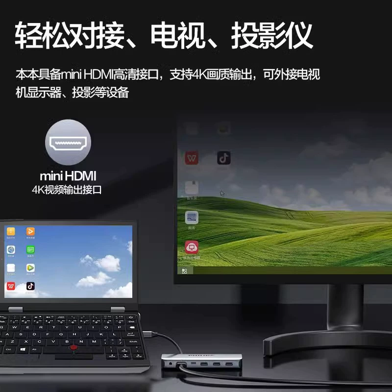 Мини‑ноутбук 7″ сенсорный, Intel N100, металлический корпус, Windows 11, мини‑вариант 0,65 кг