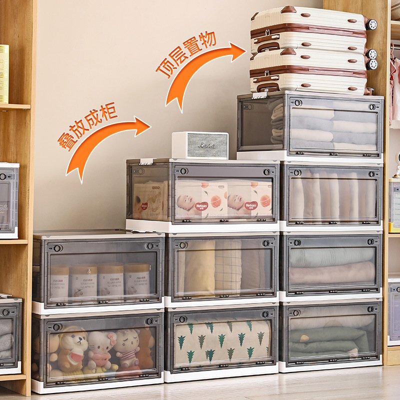 Xingyou Storage Box Household Wardrobe Clothes Finishing Side Open Transparent Plastic Box Folding Quilt Clothes Storage Box