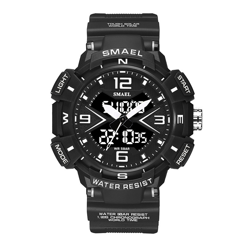 Smael nuevo reloj electrónico para hombres multifuncional al aire libre impermeable luminoso alarma reloj electrónico 8076