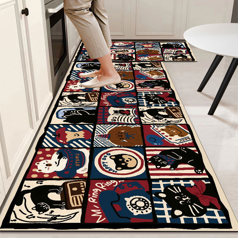 Alfombra de dibujos animados para las cuatro estaciones, lavable a máquina, alfombra de cocina, alfombra de baño, alfombra de entrada, alfombra resistente a las manchas, alfombra de entrada, alfombra para puerta, transfronteriza