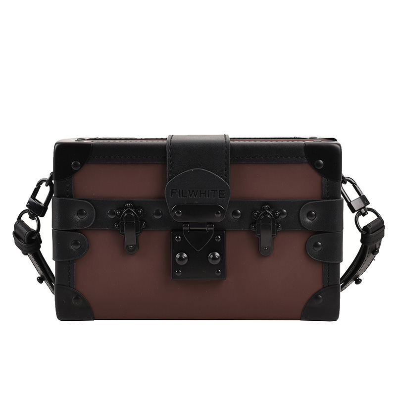 Marca de moda coreana bolsa de caja de color de contraste 2023 fresco estilo de Hong Kong moda crossbody bolso de las mujeres con textura de bloqueo bolsa de hombro