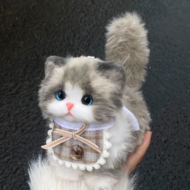 新款兔毛扭扭棒小猫创意手工DIY材料桌面摆件布偶猫送女友礼物|undefined