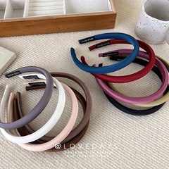 輕奢時尚感緞面細邊海綿發箍女純色高顱頂髮飾頭箍2023年網紅新款