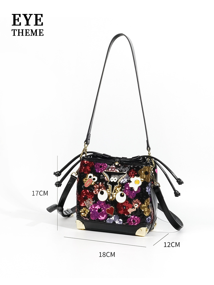 Bolsa de cubo de mujer cuerda de extracción mini bolso de material especial bolso de esquina bolso de insignia bolso de moda 2608 - 1