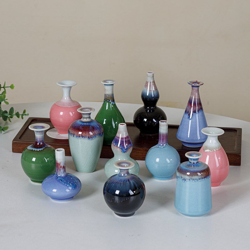 Exquisite Handmade Ceramic Small Vase, Creative Pottery, Home Decoration, Flower Arrangement, Birthday Gift, Desktop Green Plant Flower Device