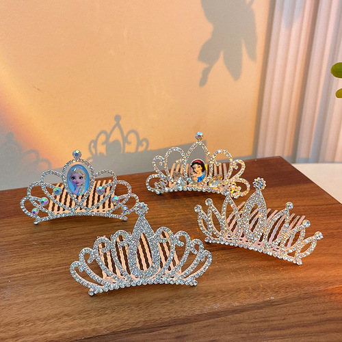 Princess Series Hair Comb, Crown, Shiny Water Diamond Hair Accessories, Hairpin, Ethereal and Charming, Teenage Ponytail Braided Hair Ornament