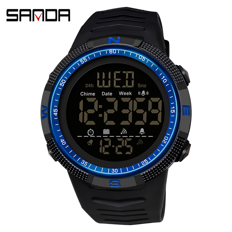 SANDA 6014 multifunción LED reloj electrónico impermeable reloj deportivo para hombre reloj de moda para estudiantes