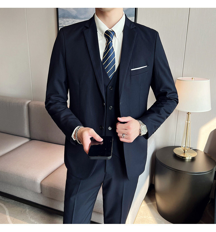Bộ vest nam ba món ôm dáng, áo vest công sở cho nhân viên văn phòng và chú rể — Burgundy (áo đơn hai nút), Burgundy (áo đơn một nút), Màu xanh (áo đơn hai nút), Màu xanh (áo đơn một nút) chi tiết 22