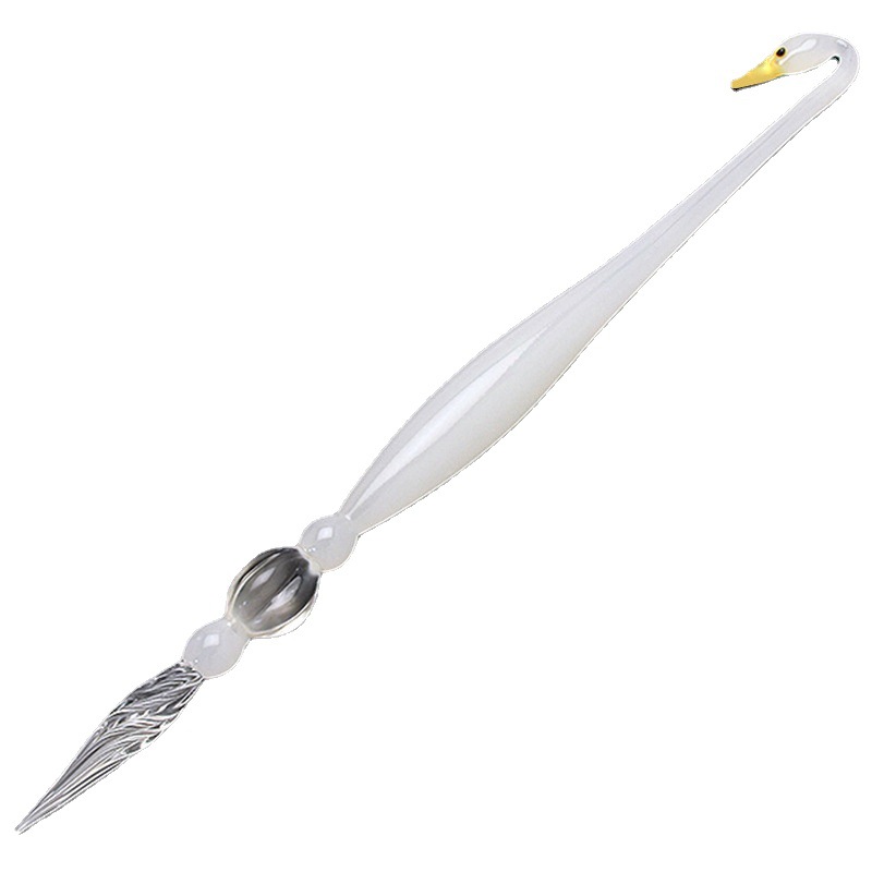 Directo de fábrica hecha a mano de vidrio DIP traje de la pluma caja de regalo de color Cisne tinta firma pluma de prueba de color cómico