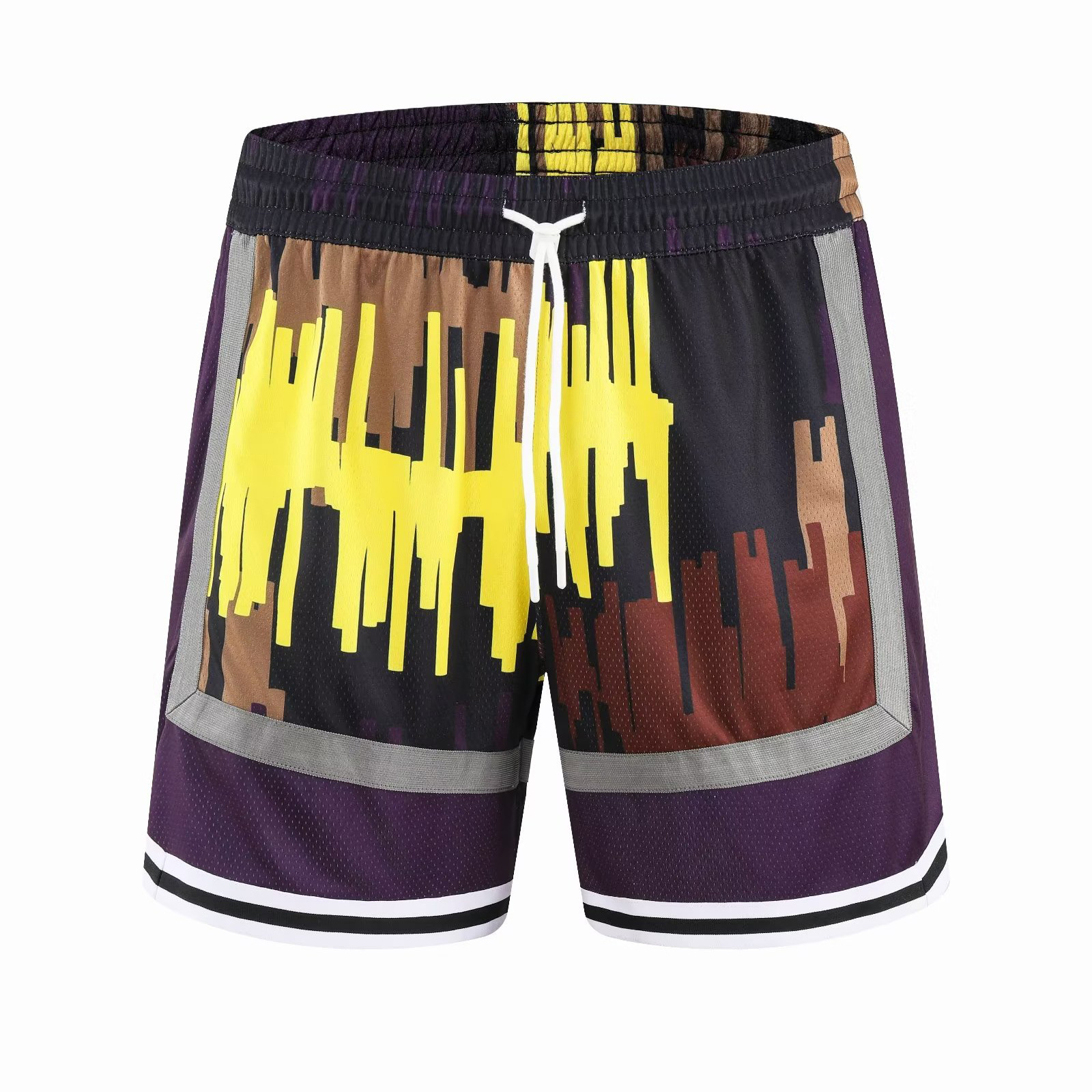 American Basketball Sports Shorts with Double Layer Mesh City Tone Daily Casual Summer Breathable Versatile Capris_voghion.com