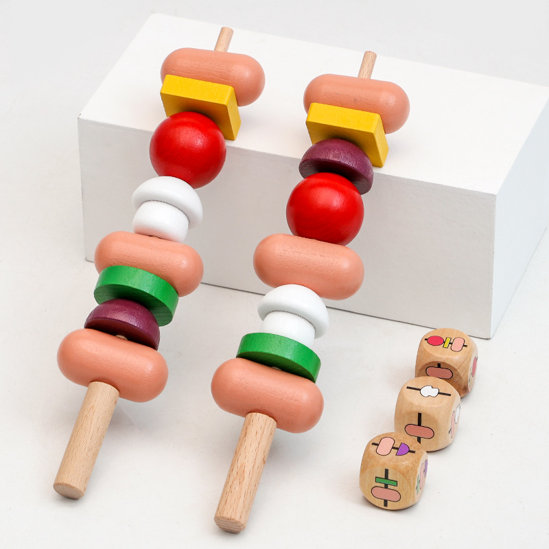 Casa de juegos para niños cocina pinchos juguetes interactivos madera educación temprana rompecabezas jengle batalla bloques montaje cognición
