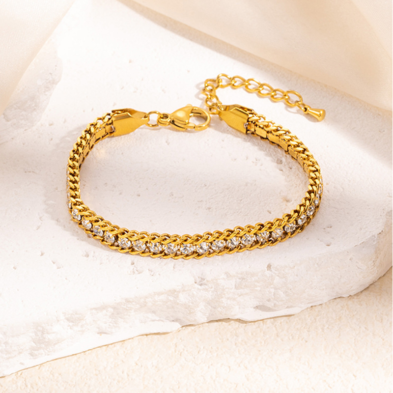 Brazalete de cadena de zirconio blanco 0098