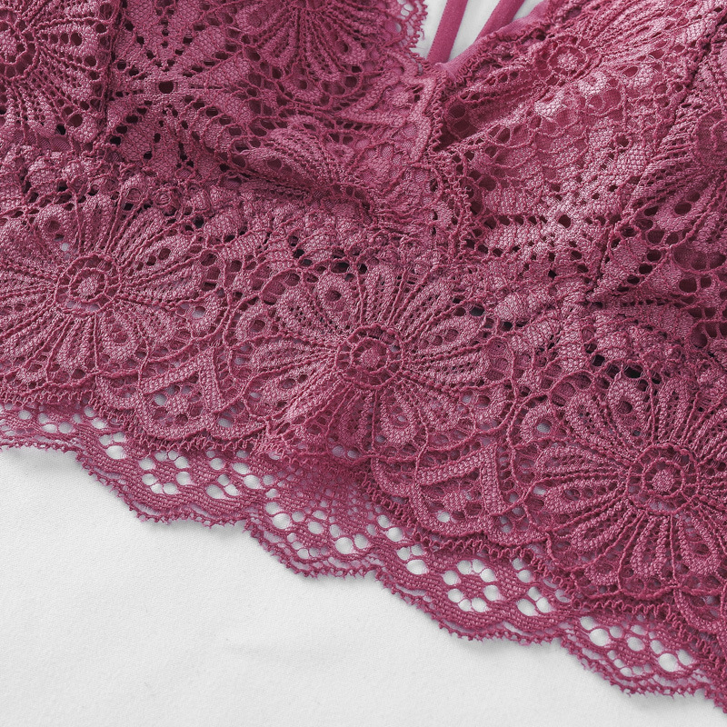 Sexy encaje elástico correa cruzada ropa interior agradable a la piel delicada transpirable interior cómodo pecho envuelto belleza sujetador trasero image 5