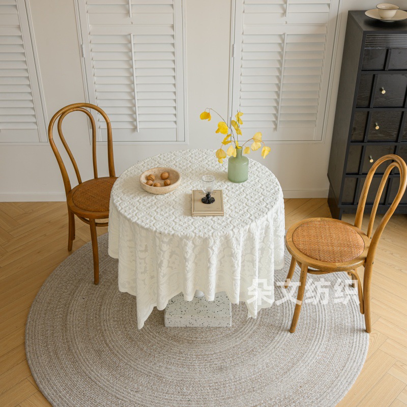 蕾丝桌布ins圆桌正方形台布茶几床头柜沙发冰箱防尘盖布北欧风
