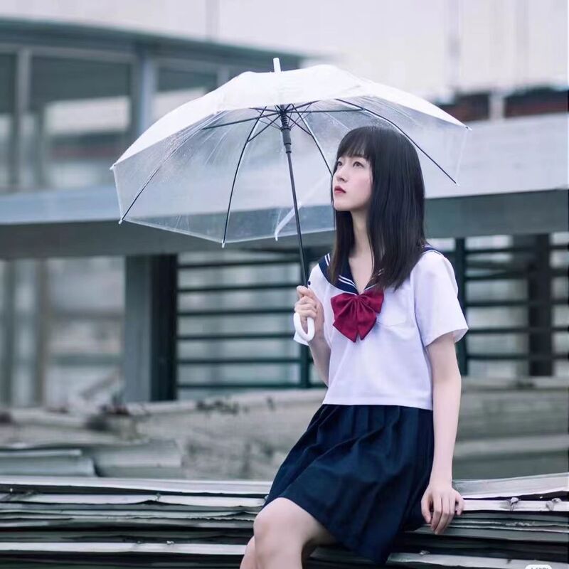 Transparent umbrella Korean style umbrella ins umbrella long handle umbrella Internet celebrity thickened student female fresh advanced umbrella