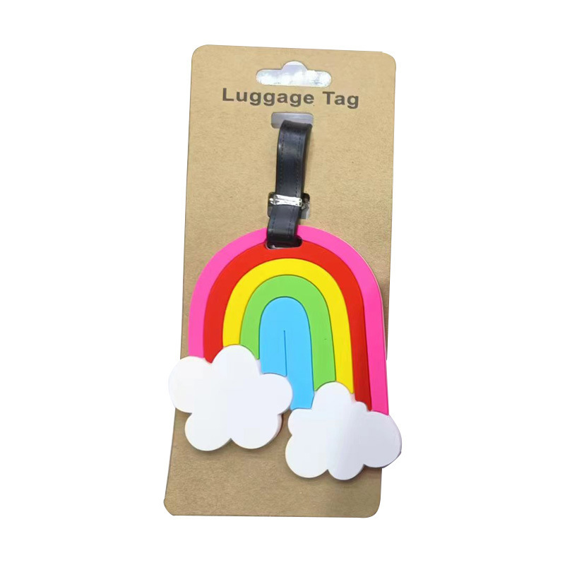 Tarjeta de equipaje de goma blanda de PVC de dibujos animados, tarjeta de facturación de embarque de silicona, etiqueta de viaje, mochila escolar para niños, lista al por mayor