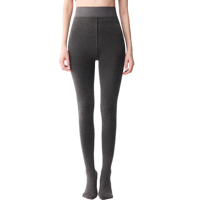 Leggings para mujeres de otoño y invierno más vello grueso algodón negro barra vertical abdominal calzado pantalones de algodón al por mayor