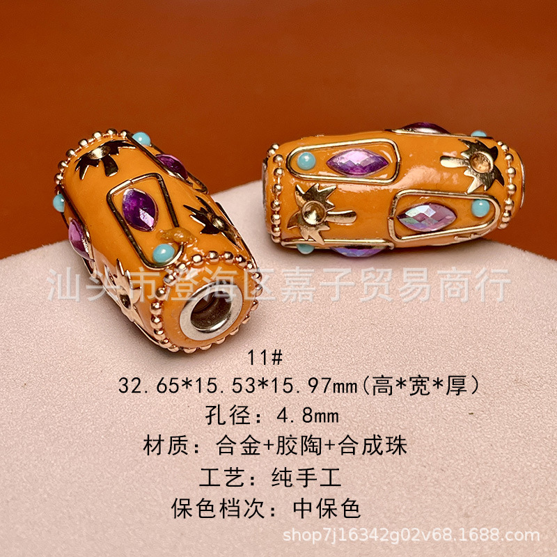 Nepal inlaid series handmade barrel beads diy accessories handmade loose beads spacer beads Buddha necklace accessories