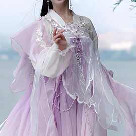 原创汉服汉元素女2026新款唐制对襟衫渐变色齐胸裙绣花超仙气套装