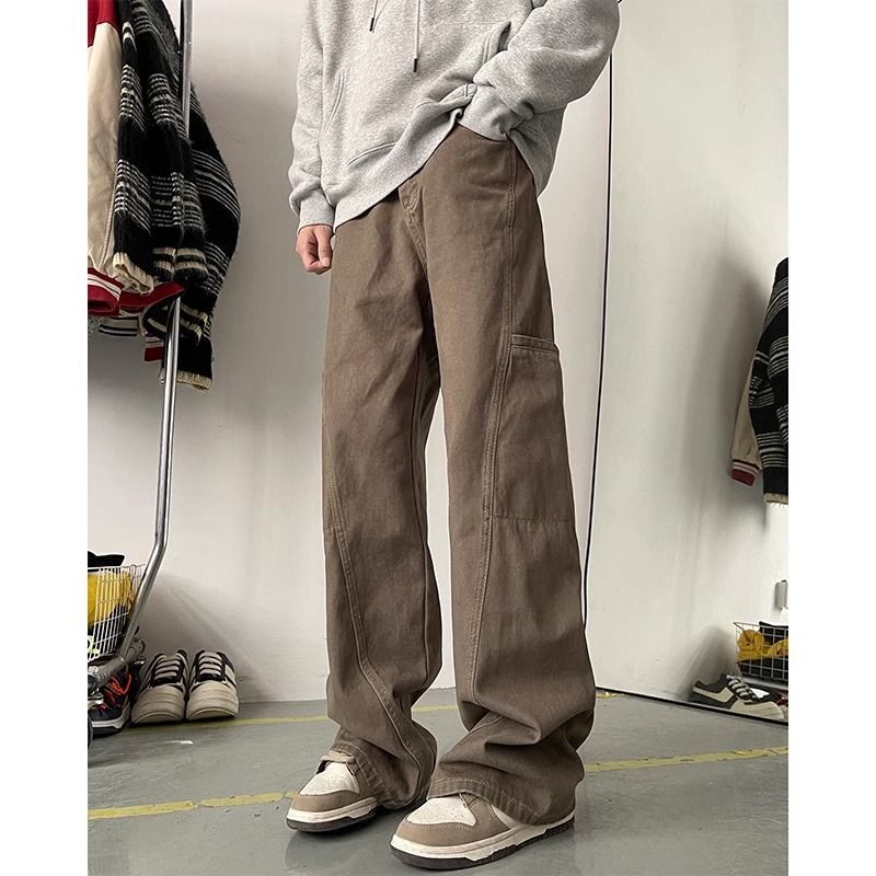Men's Trendy Cargo Jeans Spring and Autumn Loose Straight Wide-Leg Drape High Street American Casual Pants Men's Trendy Cargo Jeans Spring and Autumn Loose Straight Wide-Leg Drape High Street American Casual Pants