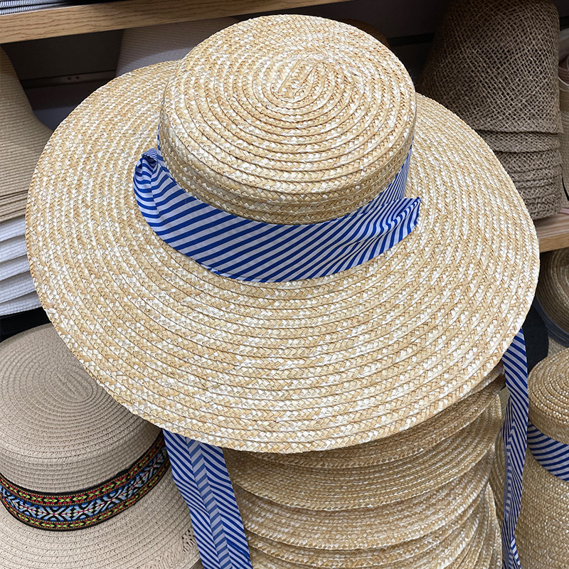 Pastoral Style Summer Big Brim Beach Hat Vacation Sun Hat Laceup WheatStraw Sunshade Hatpicture9