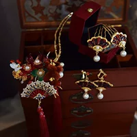 Новый китайский стиль Xiuhe одежда головной убор свадебный старинный костюм прогулочная кисточка антикварное свадебное платье Hanfu аксессуары Cheongsam