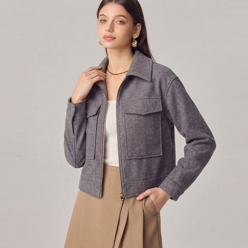Abrigo de Lana con Solapa y Bolsillos Grandes para Mujer de Poliéster, Manga Larga, para Otoño e Invierno image 6