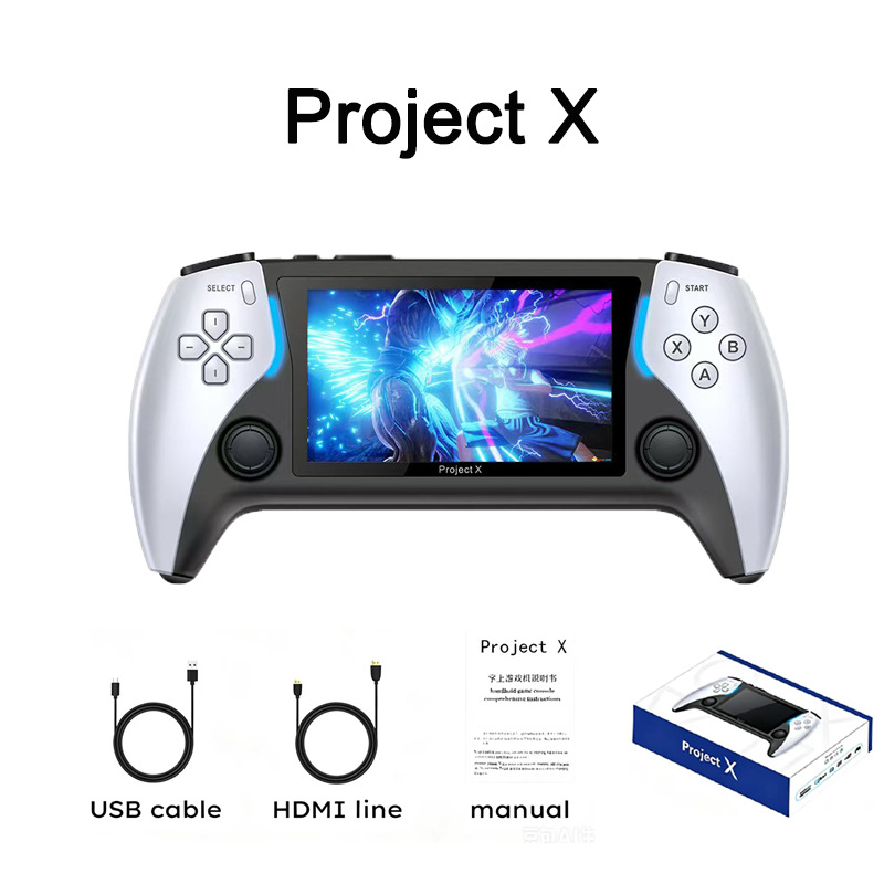 Nuevo producto transfronterizo de comercio exterior PROJECTX consola de juegos portátil soporta PS1 salida de alta definición de arcade doble juego