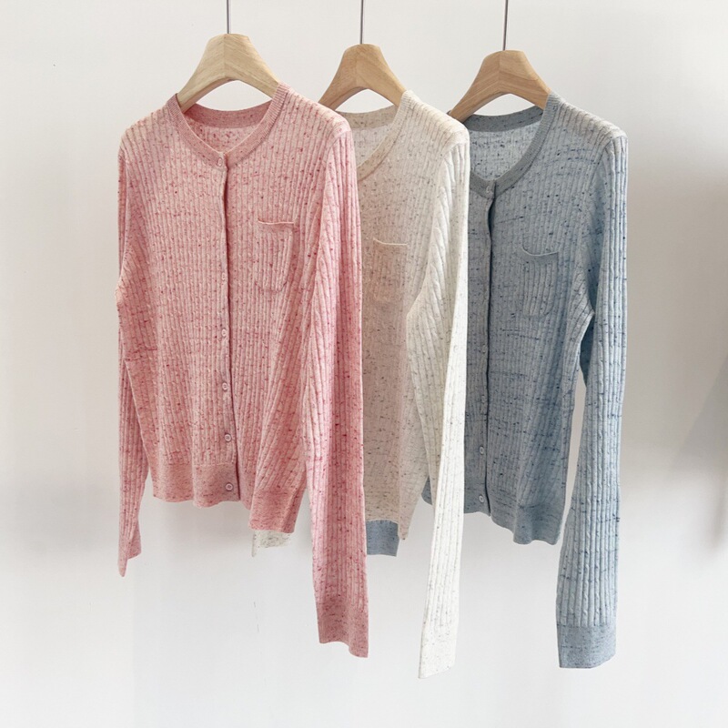 High Quality! Early Autumn Colorful Yarn Miu Twist Flap Pocket Pants Knitwear Small Cardigan Thin Sheep Wool Outer Top