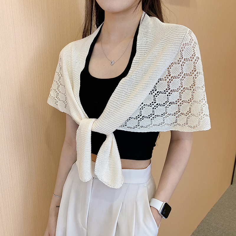 Nido de nido de abeja pequeño chal fuera de estilo de celebridad Red de apoyo cervical de punto sala con aire acondicionado tejido pequeño chal bufanda fuera