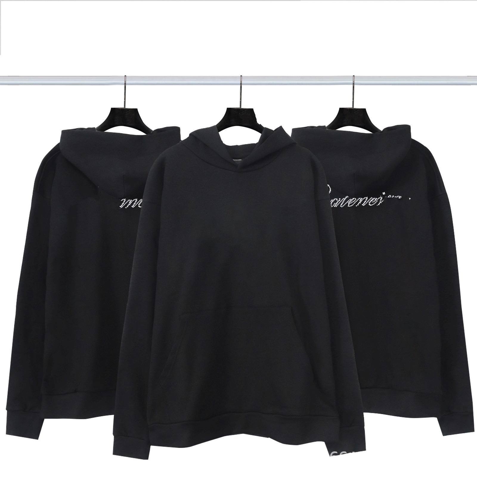 Balenciaga Cursive Logo Hoodie Black