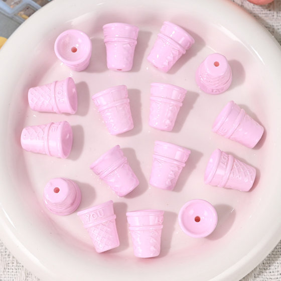 Acrylic Cone Baking Paint Textured Beaded Ice Cream Perforated Beads DIY Mobile Phone Chain Key Chain Accessories