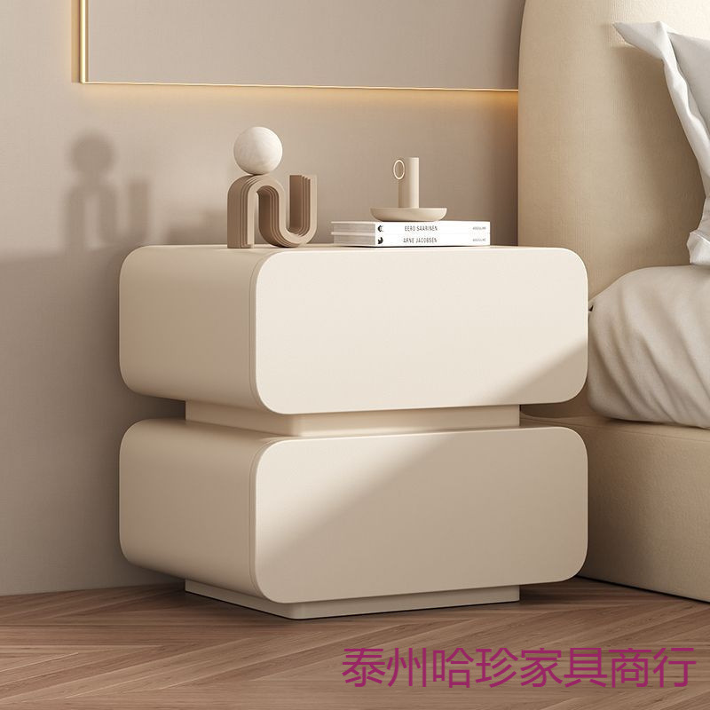 床头柜现代简约奶油风实木床头收纳柜家用床柜子卧室小型床边柜|undefined