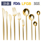 沙朵安妮304不锈钢葡萄牙刀叉勺香槟金金刀叉套装甜品香槟镜光