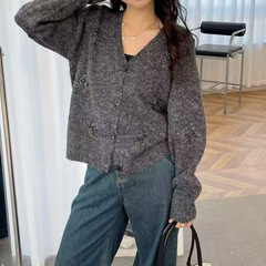 秋冬新款小香风女装秋衣针织开衫女韩系V领气质百搭毛衣外套上衣