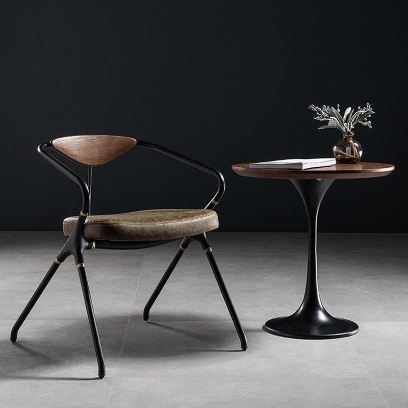 American Retro Dining Table for Home Use, Small Space, Solid Wood Round Table, Luxe Minimalist, Small Space Coffee Shop Meeting Table