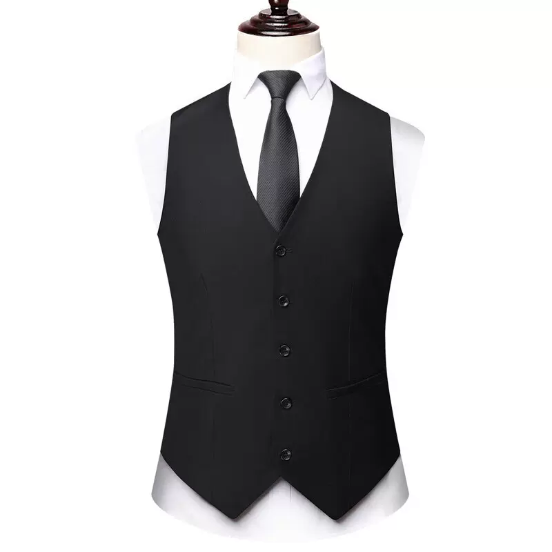 2025春秋季新款男装中年商务休闲职业上班百搭纯色内搭西装马甲