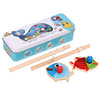 Magnetic tin box for fishing, wooden constructor, interactive toy, intellectual family teaching aids for early age, for children and parents, early education